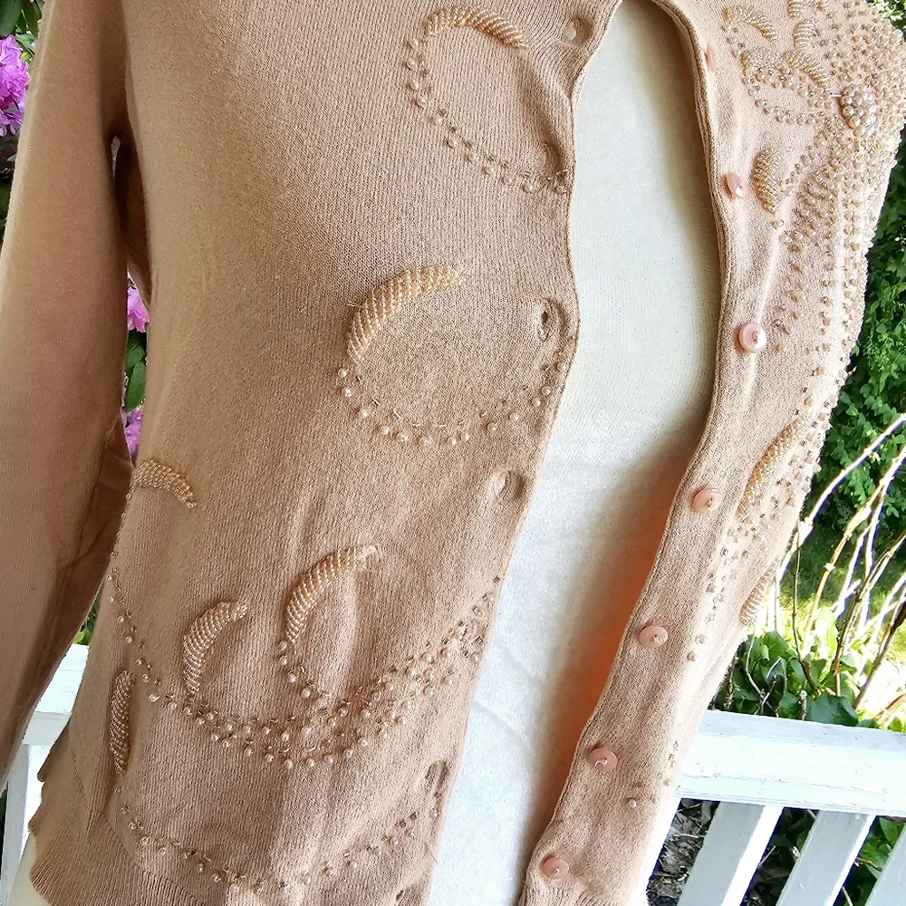 Anne Klein Beaded Cardigan Sweater - Picture 6 of 9